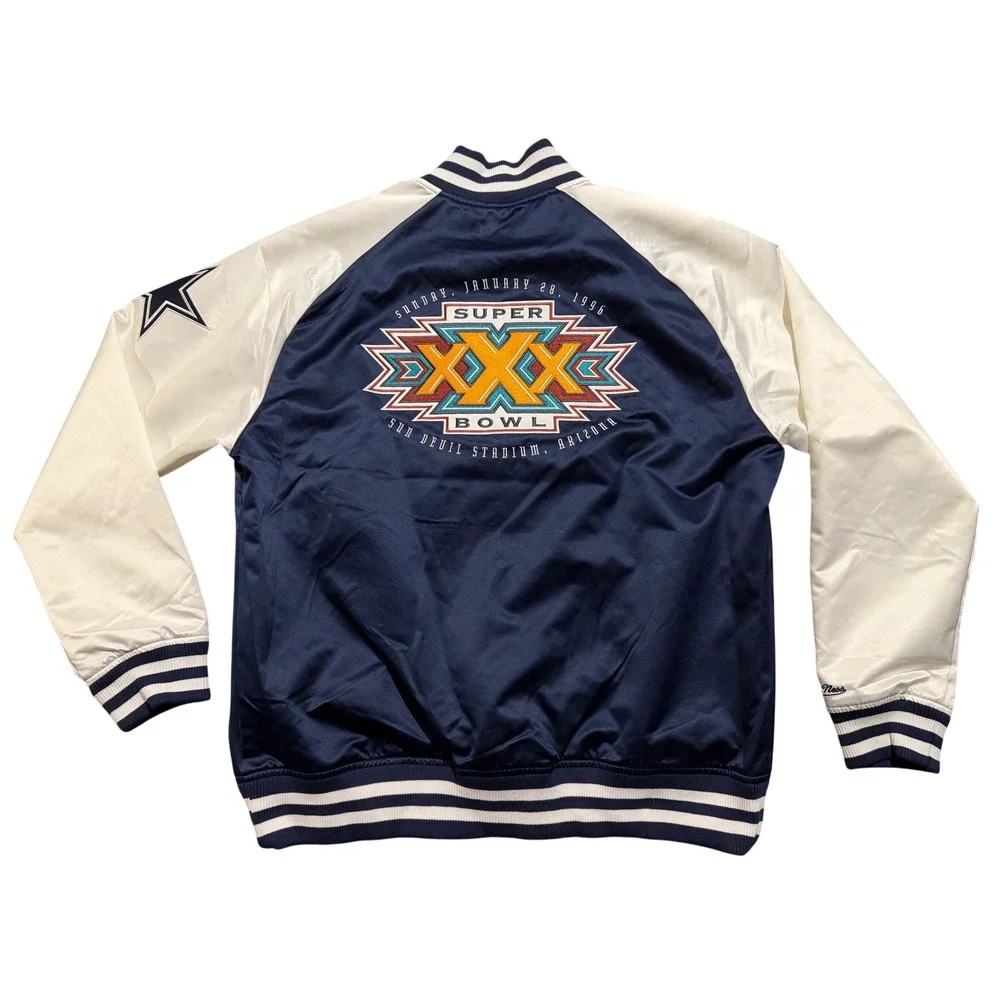 Mitchell & Ness Dallas Cowboys Jacket Mens XL Blue NEW Satin Varsity Throwback